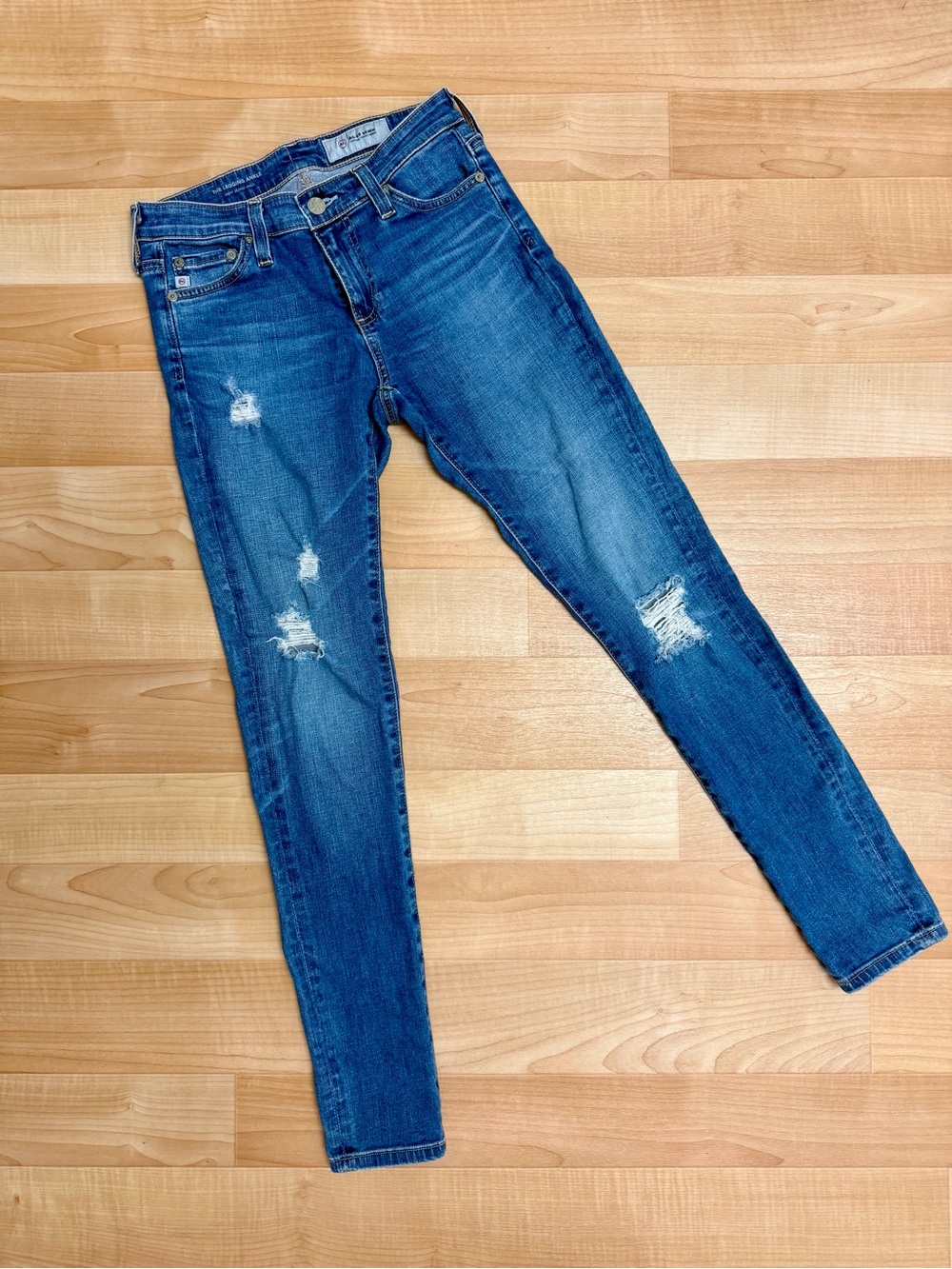 AG Adriano Goldschmied Legging Ankle Super Skinny Distressed Jeans 25R